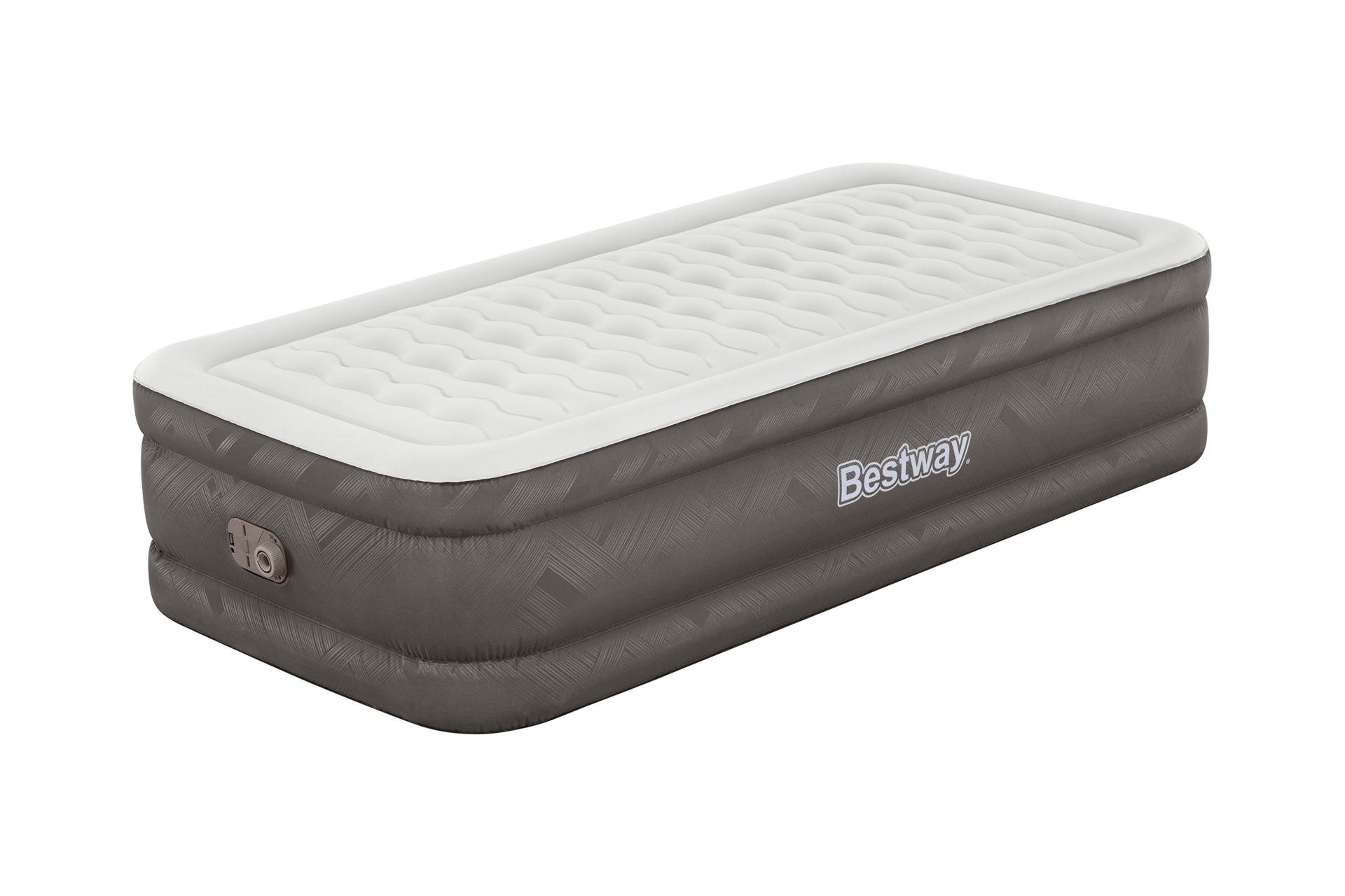 Bestway luchtbed 'Fortech Twin' - 191x97x46 cm - met ingebouwde pomp - bruin/grijs