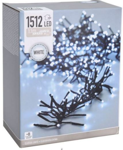 Éclairage de la grappe - 11 m - 1 512 LED blanc froid - 8 fonctions