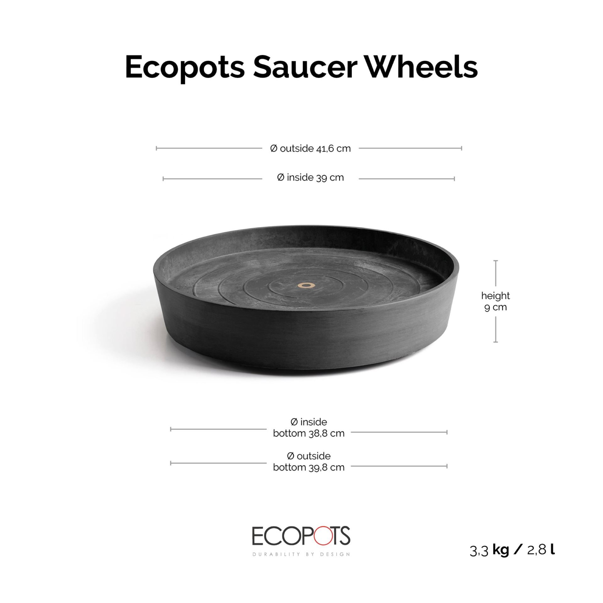 Ecopots-onderschotel-rond-met-wielen-dark-grey-50-cm-H9-cm