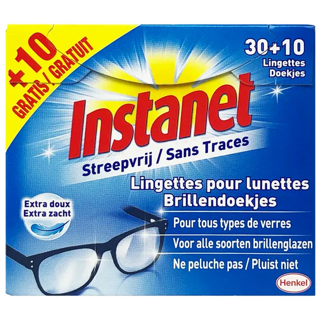 instanet glasses wipes extra soft streak free 40 pieces