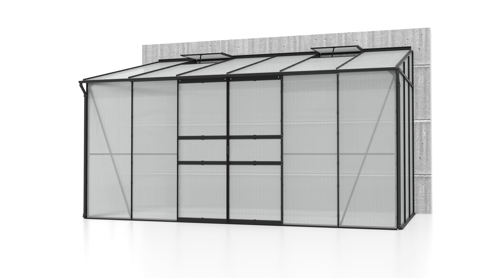 Ida-7800-HKP-6mm-zwart-Polycarbonaat-serre-Muurserre-B378-8-x-L190-1-x-H220-8-cm