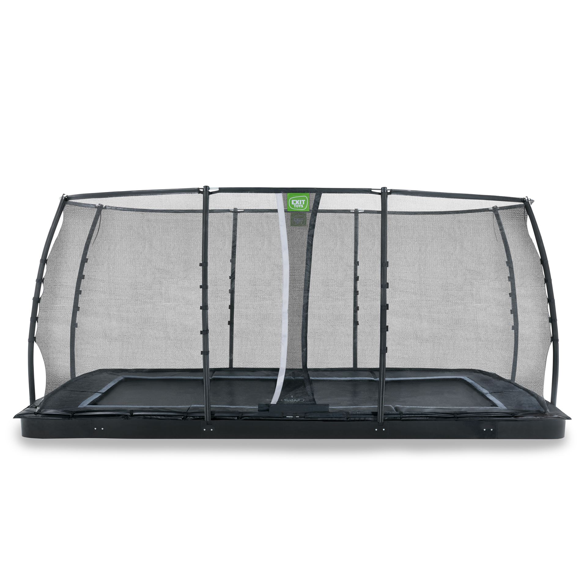 EXIT-Dynamic-groundlevel-trampoline-305x519cm-met-veiligheidsnet-zwart