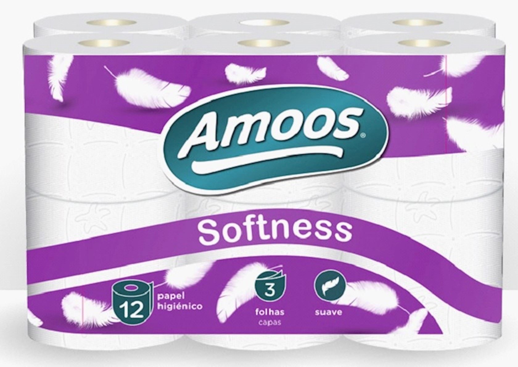 Amoos 3-ply toilet paper - 12 rolls of toilet paper