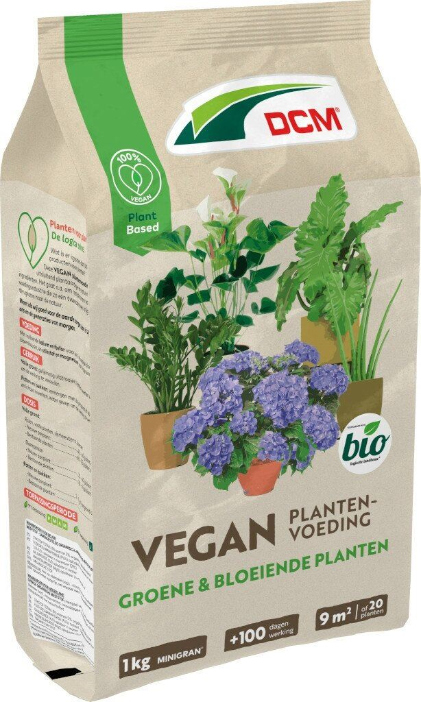 DCM vegan meststof voor groene en bloeiende planten - 1KG - Met 100 dagen durende werking
