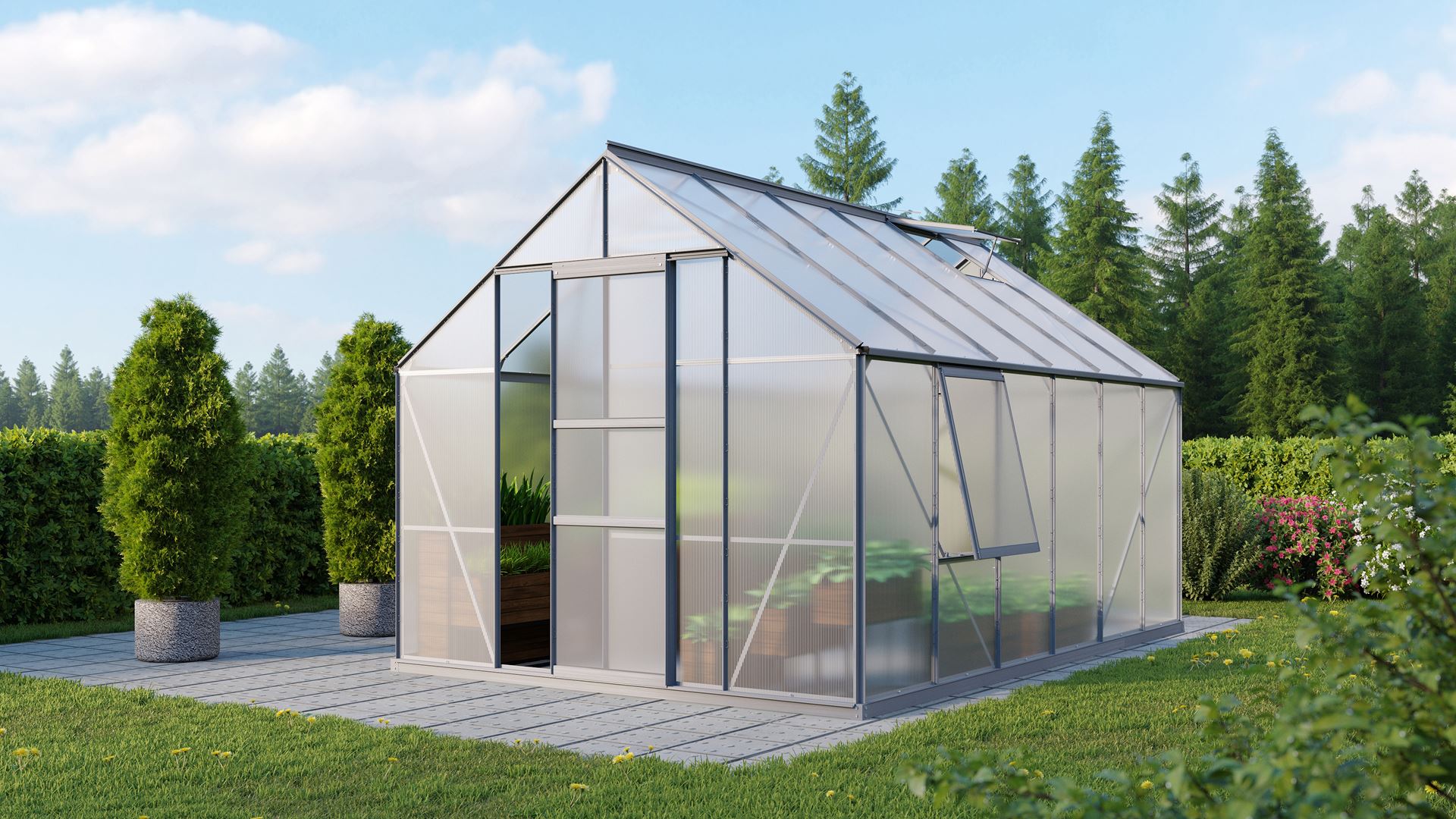 Meridian-1-9900-HKP6mm-Polycarbonaat-serre-Vrijstaand-B254-4-x-L378-8-x-H231-8-cm