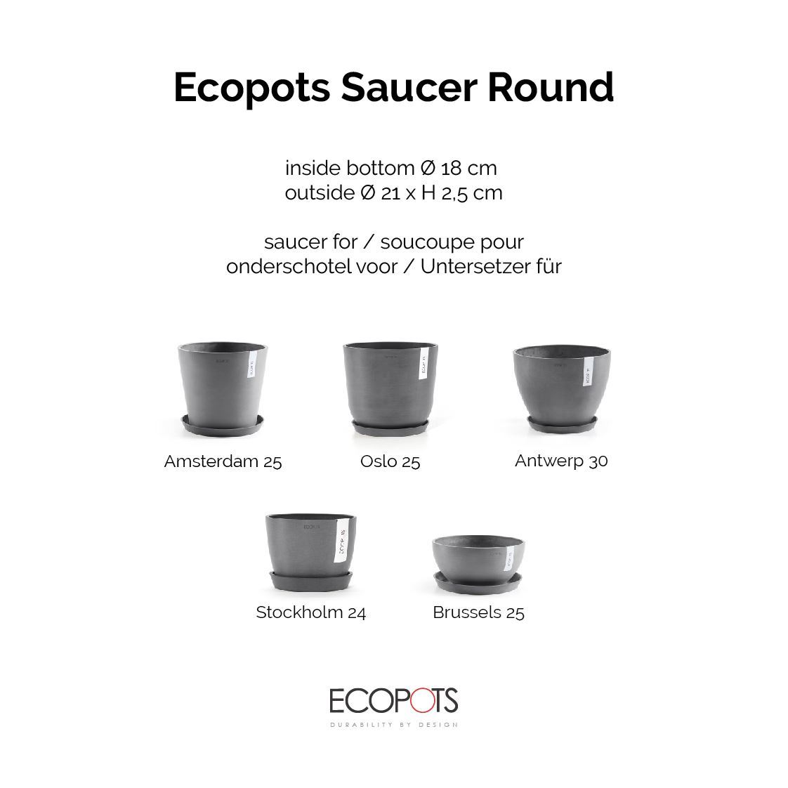 Ecopots-onderschotel-rond-grey-21-cm-H2-5-cm
