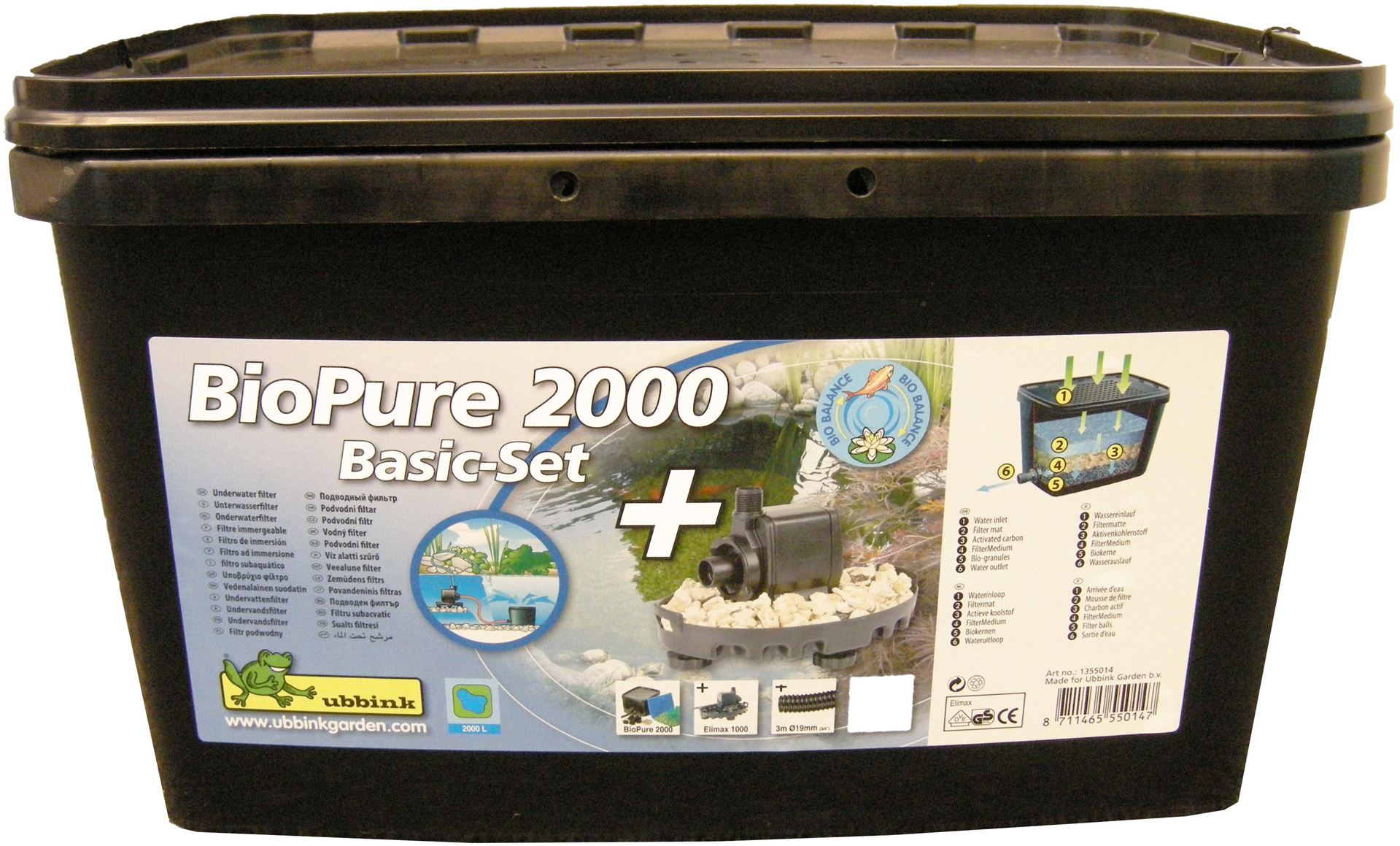 BioPure-2000-BasicSet-Elimax-1000-slang-3m-uitgang-slangtule-13-25mm-filtermat-blauw-1x-filter-zakje