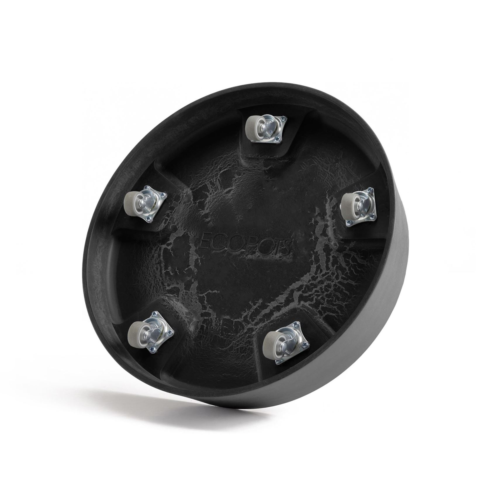 Ecopots-onderschotel-rond-met-wielen-dark-grey-35-cm-H9-cm