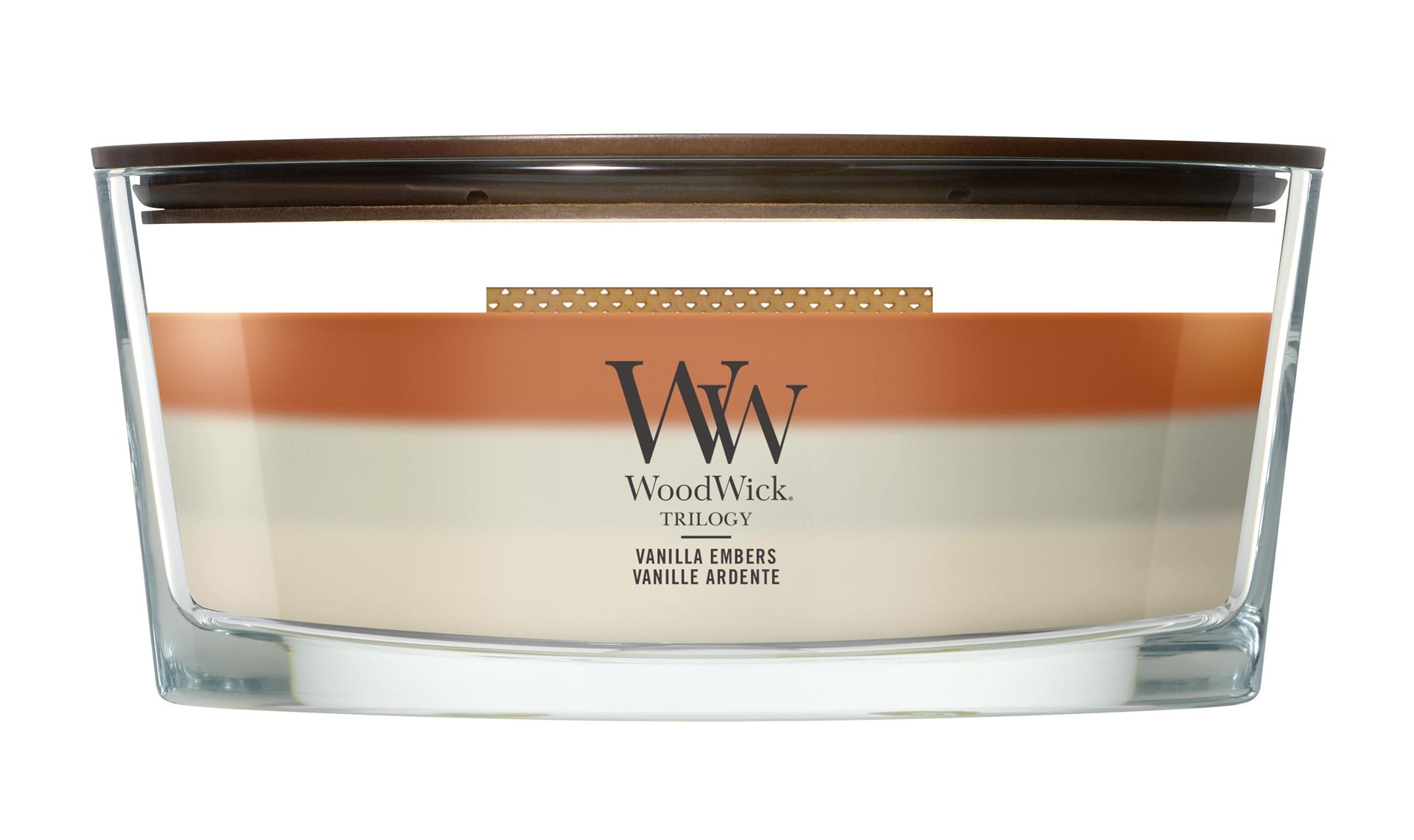 Bougie parfumée WoodWick - Ellipse Trilogy - Vanilla Embers
