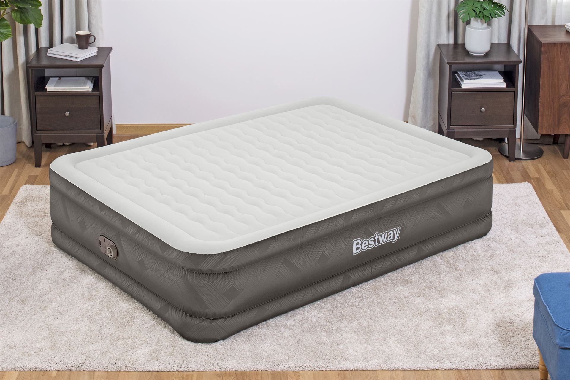 Bestway matelas d'air 'Fortech Queen' - 203x152x46 cm - avec pompe incorporée - brun/gris Bestway-2-03m-x-1-52m-x-46cm-Fortech-Air-Mattress-Queen-Built-in-AC-pump