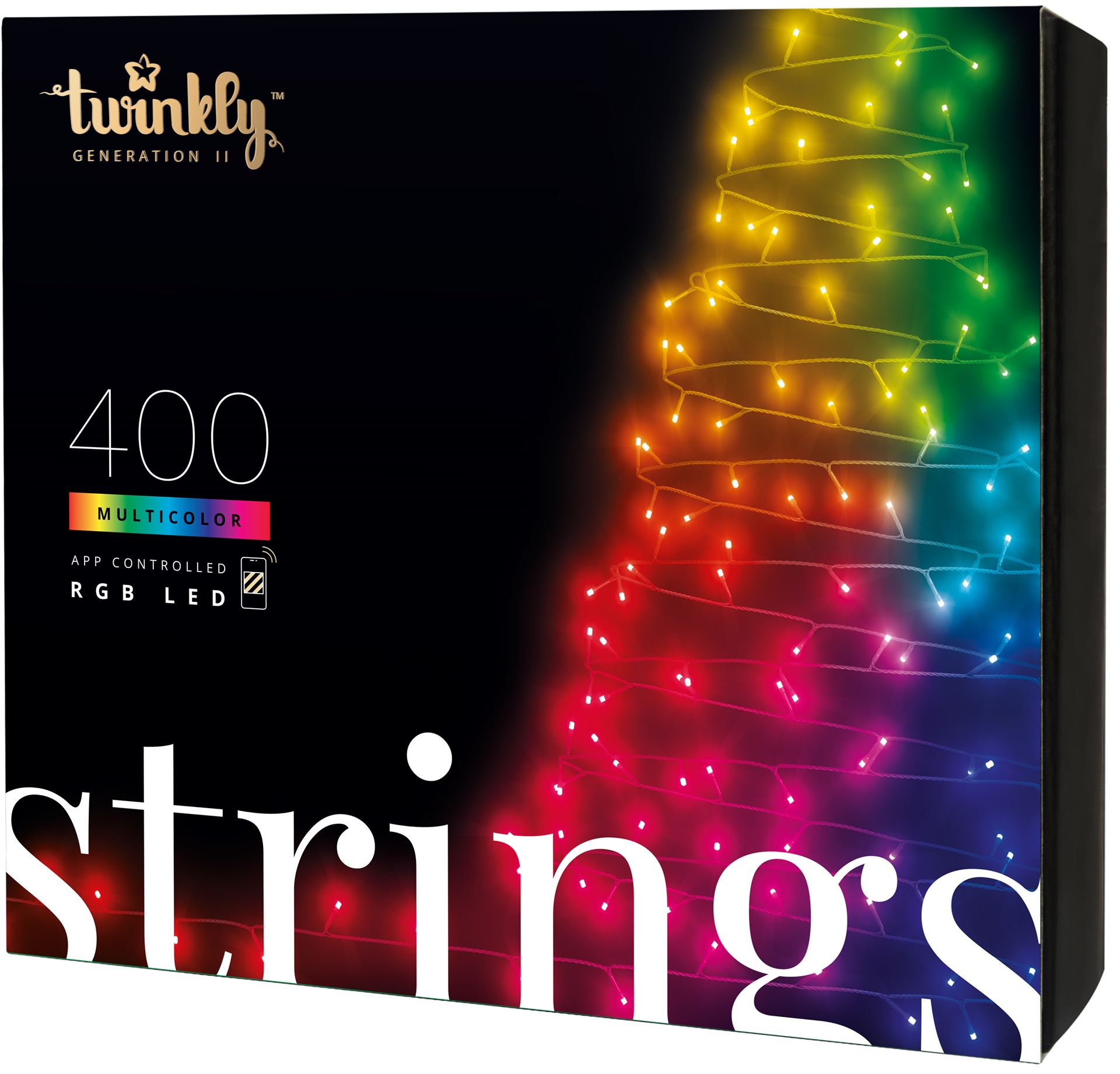 Twinkly - lumières de sapin de Noël intelligentes - 32 m - 400 lumières LED colorées (RGB) - avec application mobile, minuterie et variateur de lumière