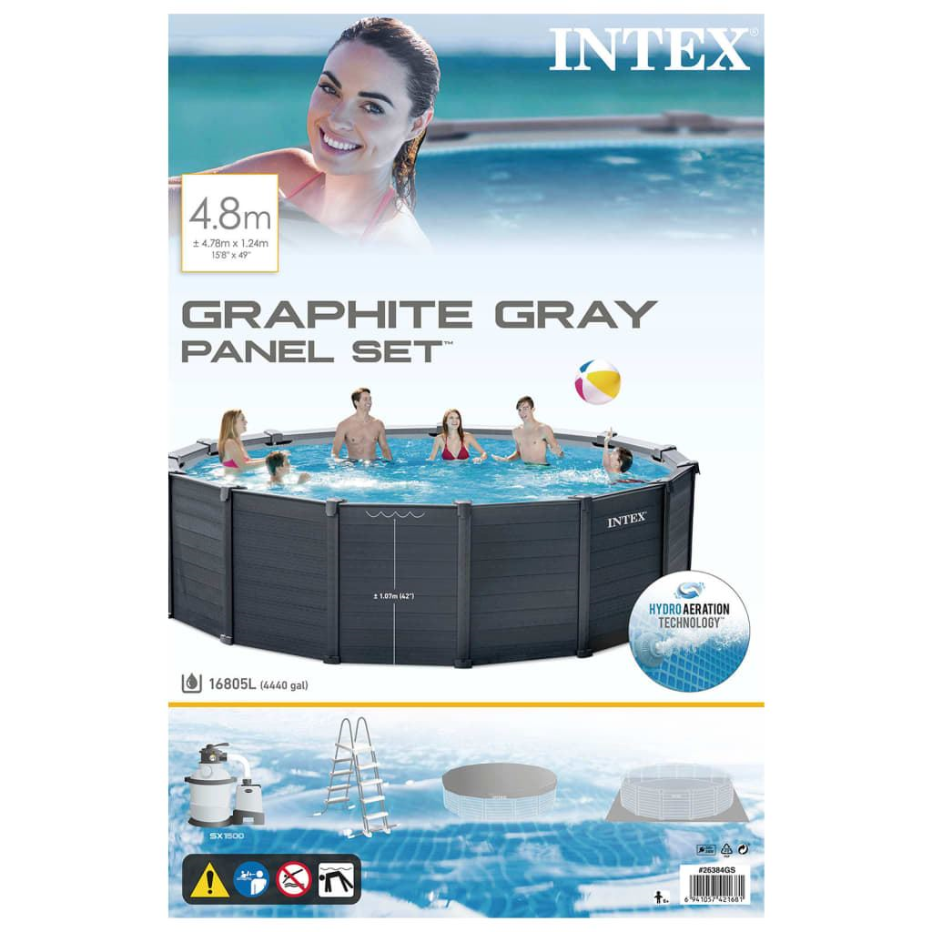 Intex Graphite Panel Set above-ground pool - round - Ø478 x H124 cm