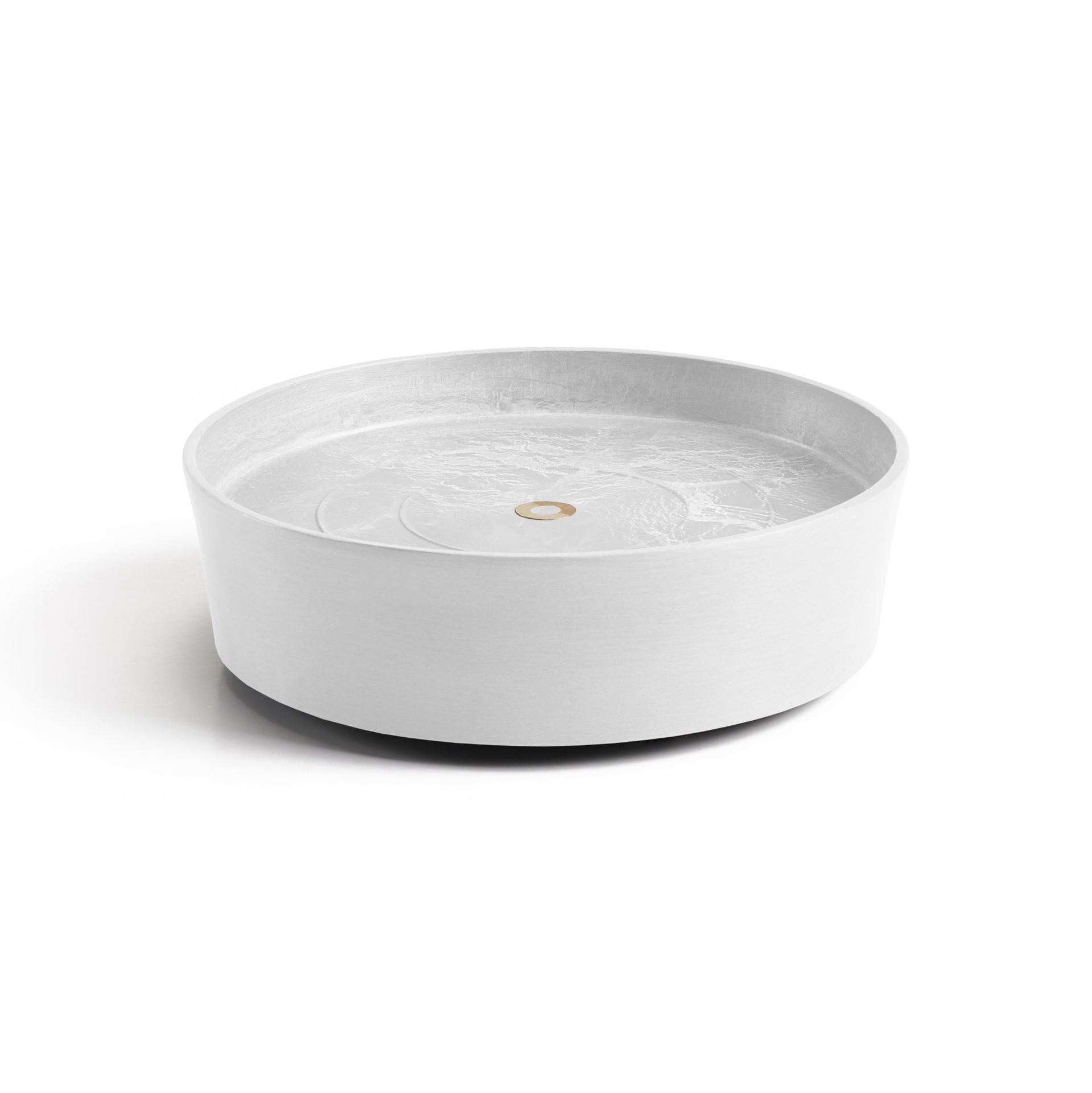 Ecopots Saucer Wheels - Pure White - Ø28,7 x H8,3 cm - Round white saucer on wheels with water reservoir