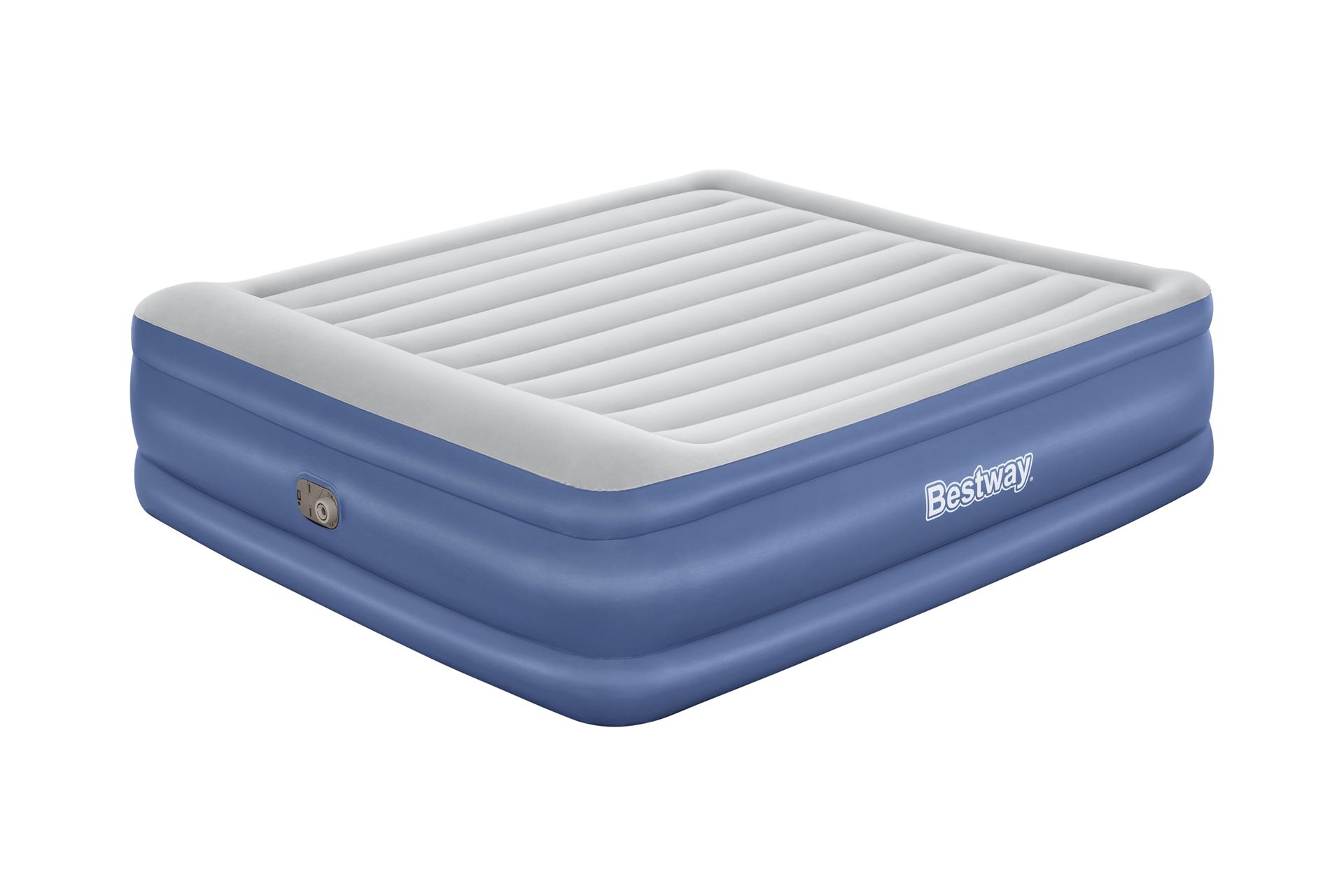 Bestway airbed 'Tritech King' - 203x193x56 cm - with side, built-in pump, deflating valve and pillow - blue/gray Bestway-2-03m-x-1-93m-x-56cm-Tritech-Air-Mattress-King-Built-in-AC-Pump