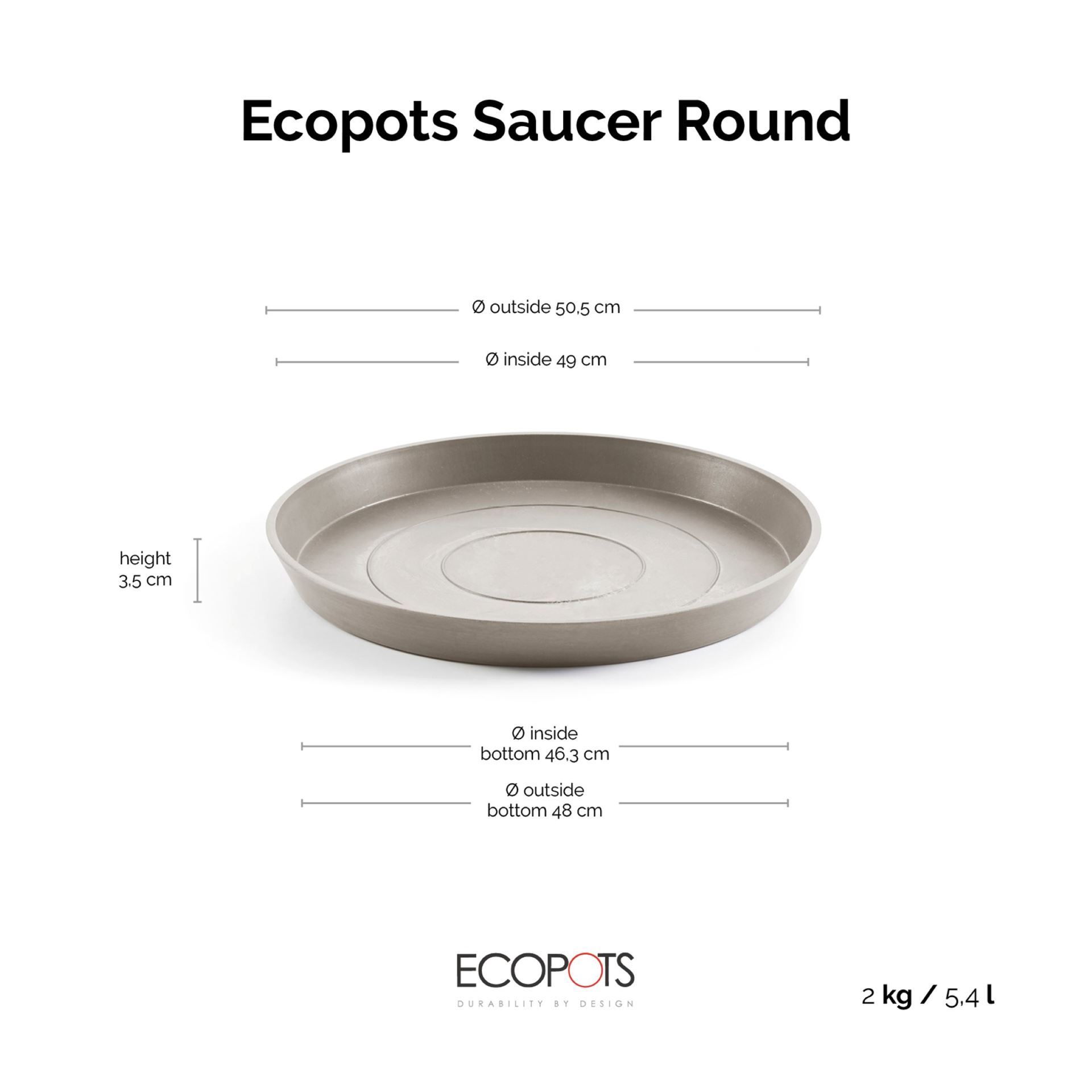 Ecopots-onderschotel-rond-taupe-60-cm-H3-5-cm