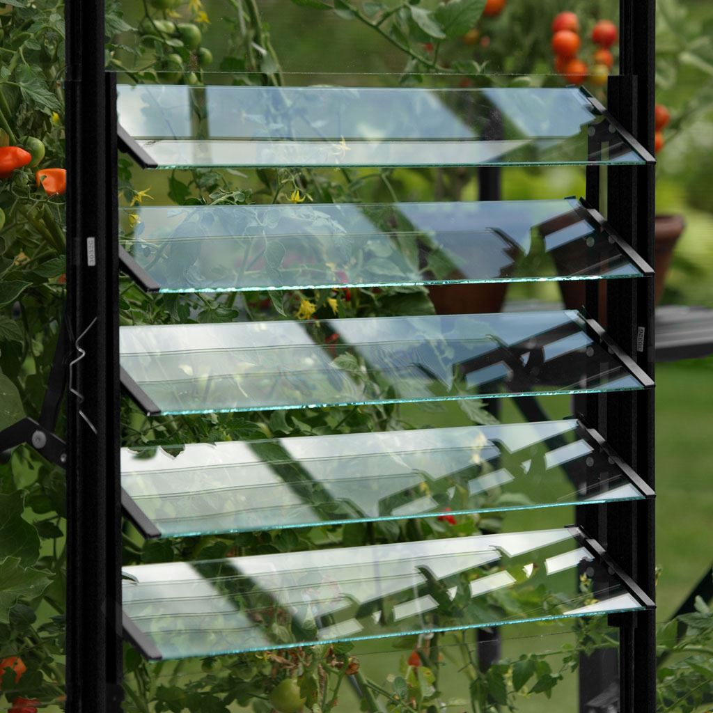 Louvre-raam (zwart) - incl. veiligheidsglas