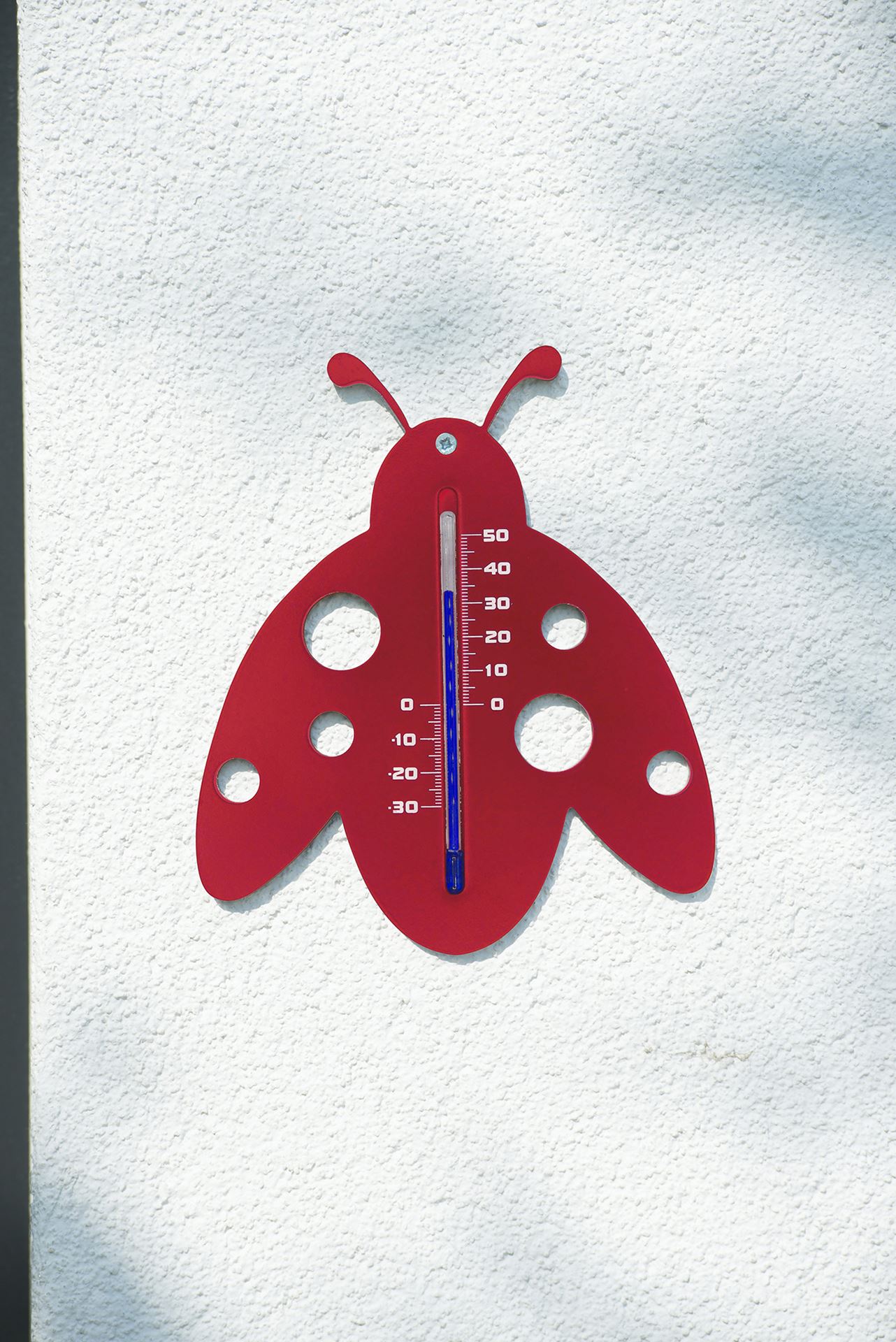 Muurthermometer-kunststof-rood-lieveheersbeestje-15x12x0-3cm