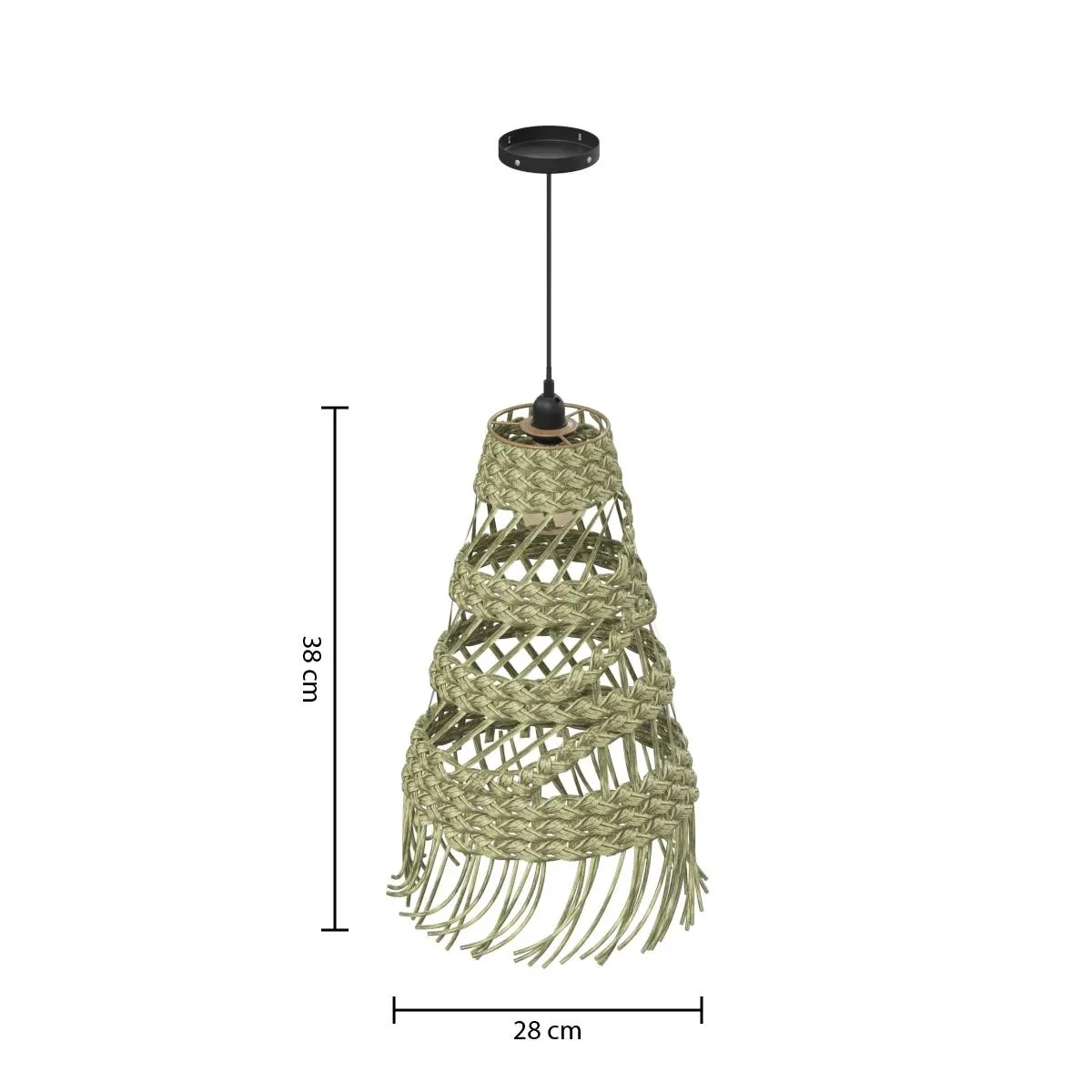 Atmosphera Lahys Pendant Lamp - diameter 28xH48 cm - Natural Wicker - E27 - Straw - Atmospheric Light - Modern & Natural