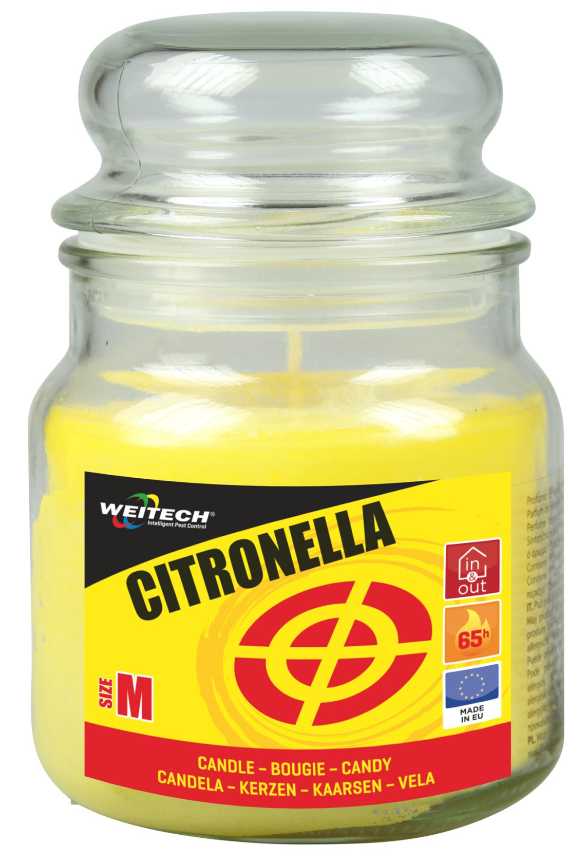 Weitech WK8025 Bougie à la citronnelle moyenne - 340g - Durée de combustion de 65 heures