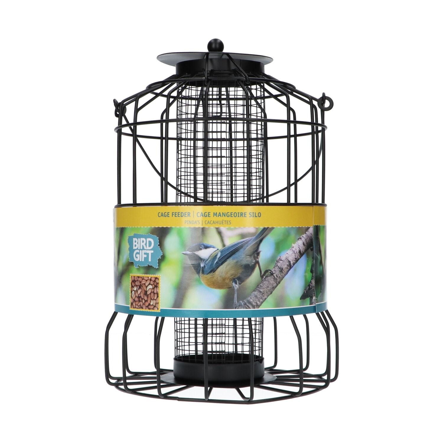 Bûten Gift - Cage feeder for peanuts - ideal for small birds - Ø17,5xH26 cm - black