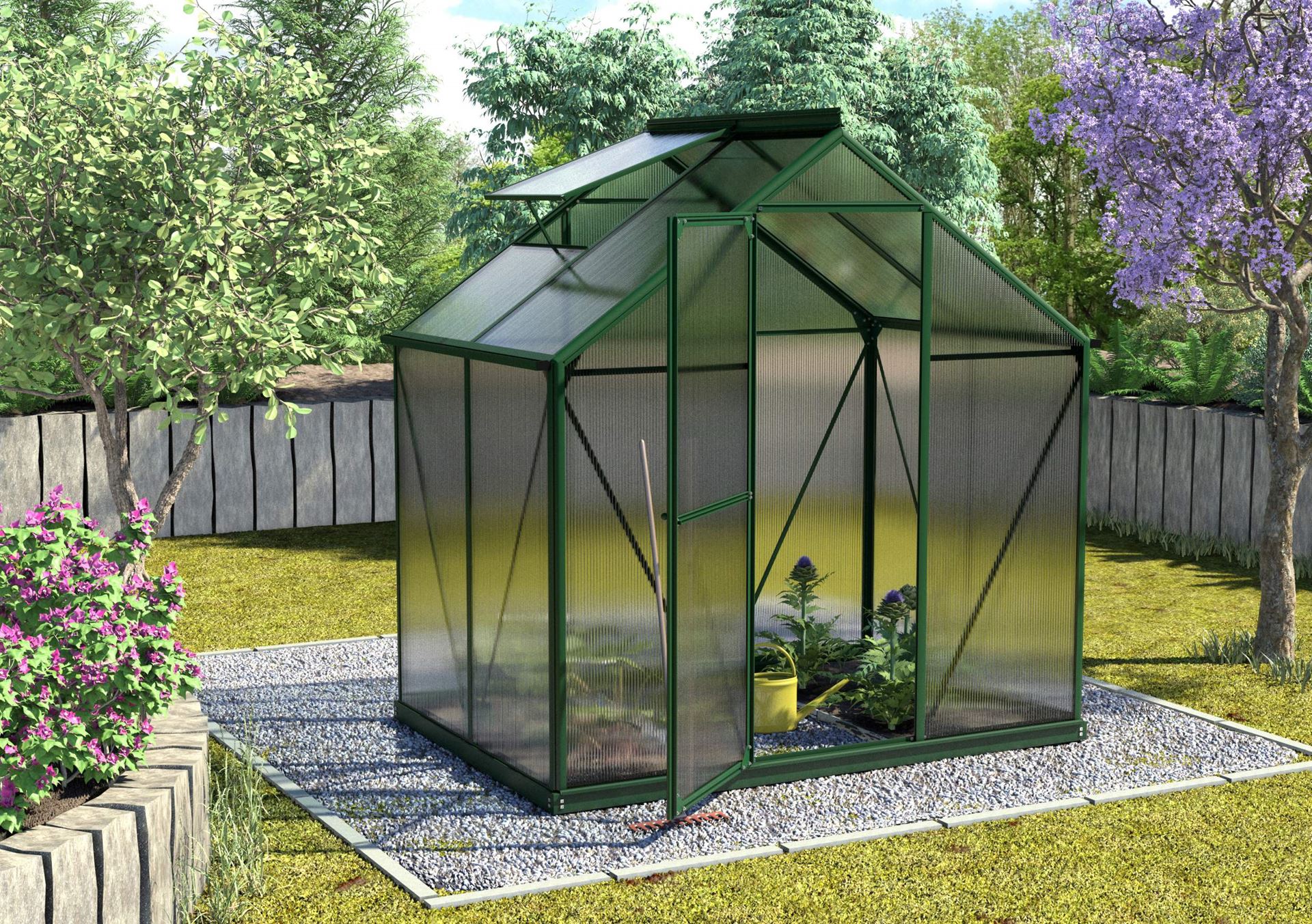 Triton-2500-HKP-6mm-donkergroen-Polycarbonaat-serre-Vrijstaand-B190-4-x-L128-9-x-H207-cm