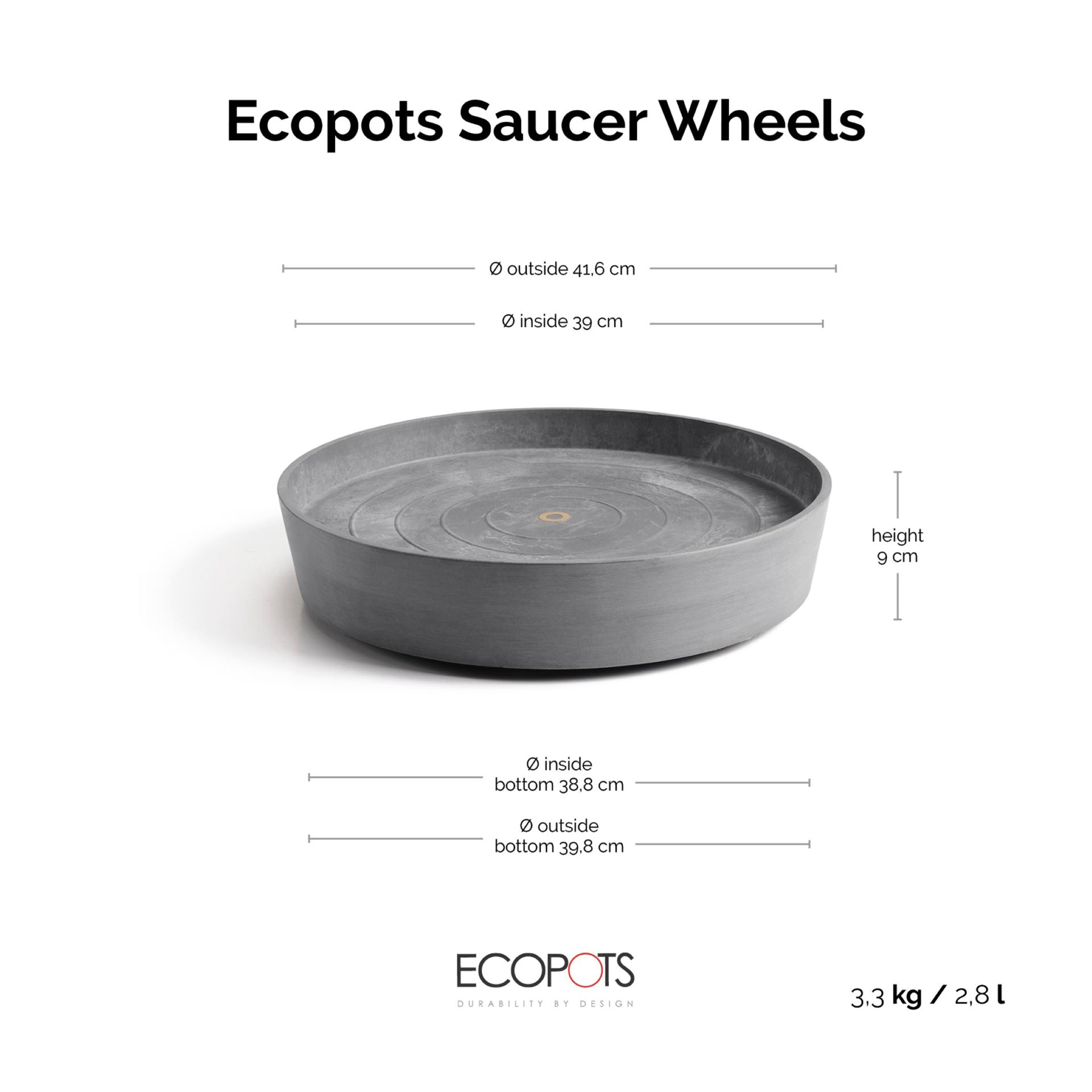 Ecopots-onderschotel-rond-met-wielen-grey-50-cm-H9-cm