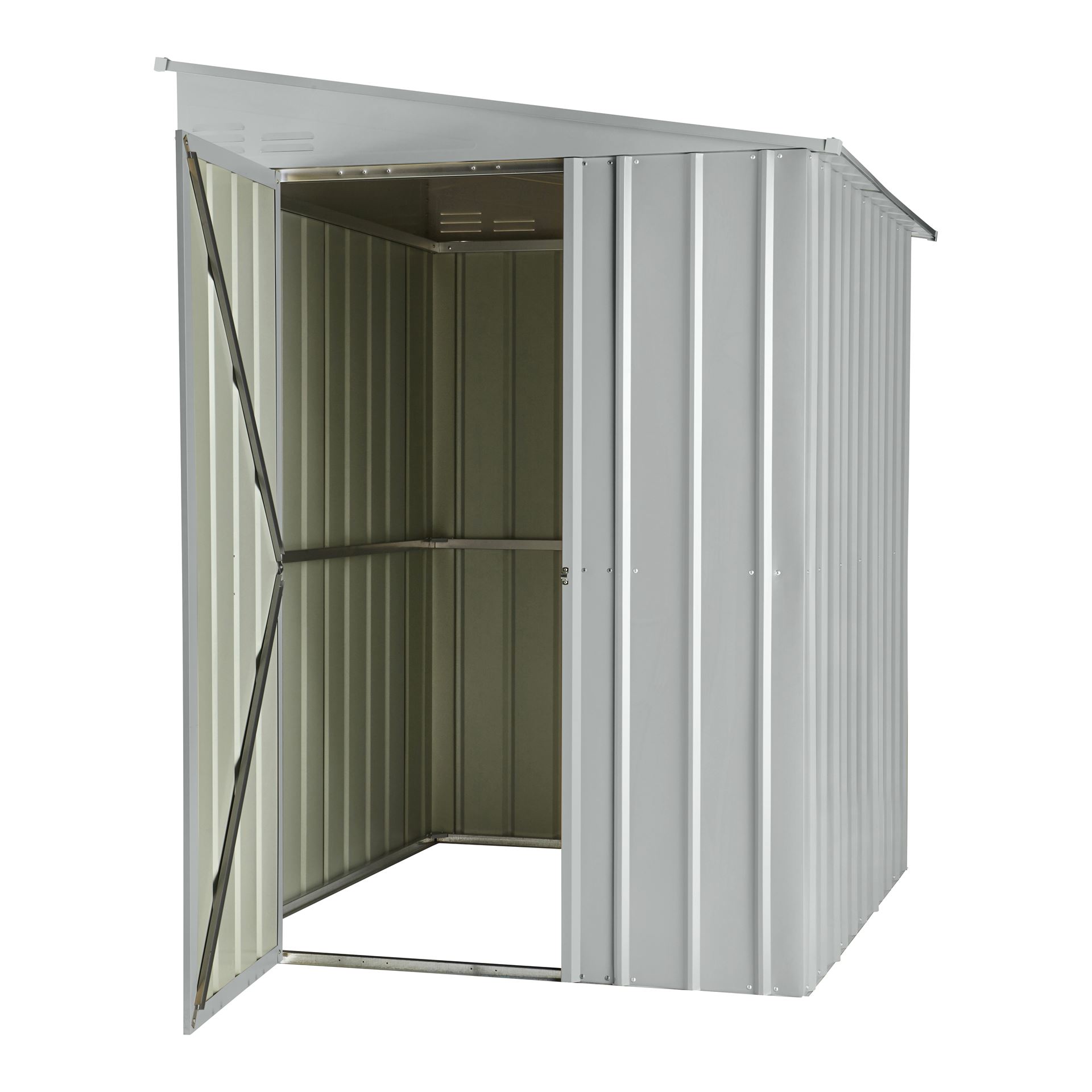 Aanbouw-tuinberging-LeanTo56-H178-zilver-metallic-Tuinberging-metaal-B144-x-L171-x-H203-cm