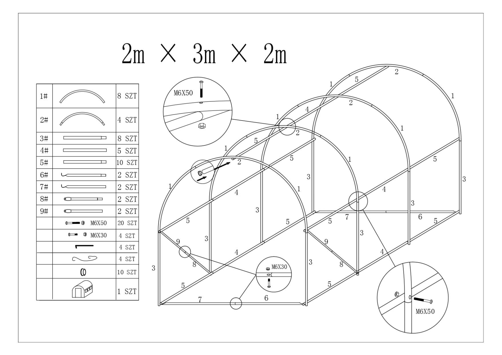 Famiflora serre tunnel 6m² - 200x300x200cm - blanc