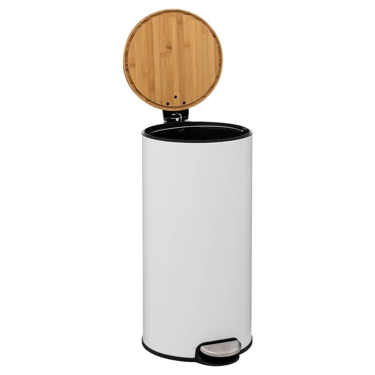 Pedaalemmer-30L-37x29x59cm-metaal-bamboe-wit