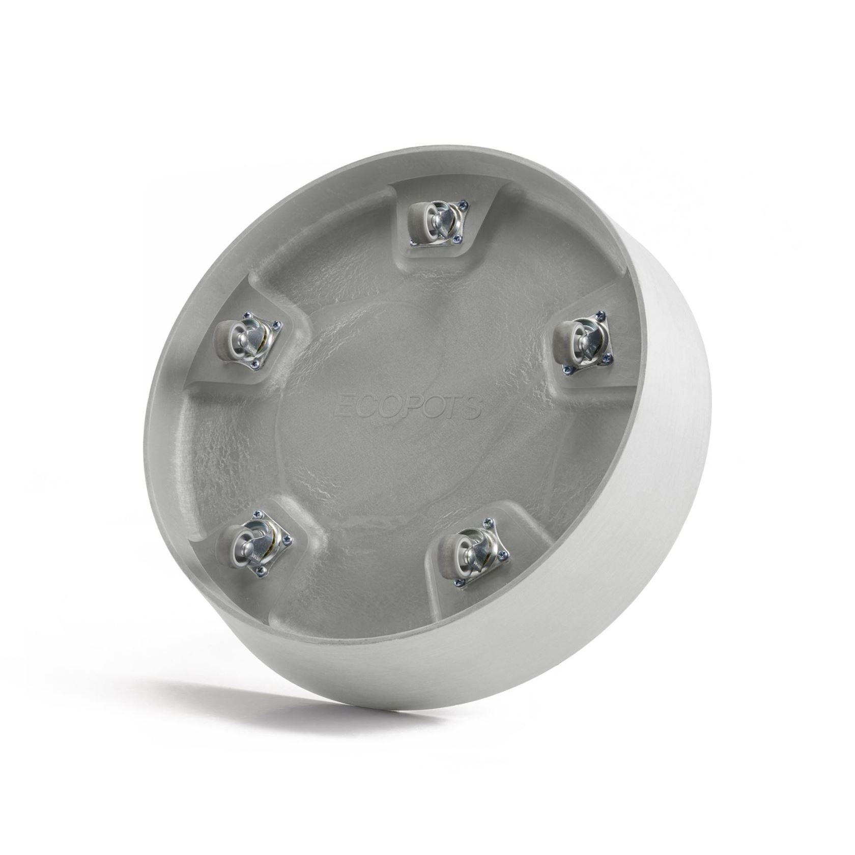 Ecopots-onderschotel-rond-met-wielen-white-grey-40-cm-H9-cm