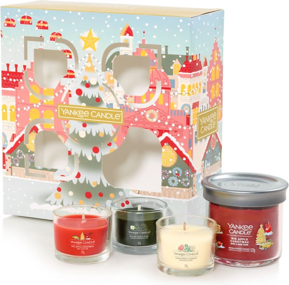 Yankee Candle Passport to the Holidays – Small Tumbler + 3 Filled Votives – cadeauset – 4 heerlijke geuren – feestelijk