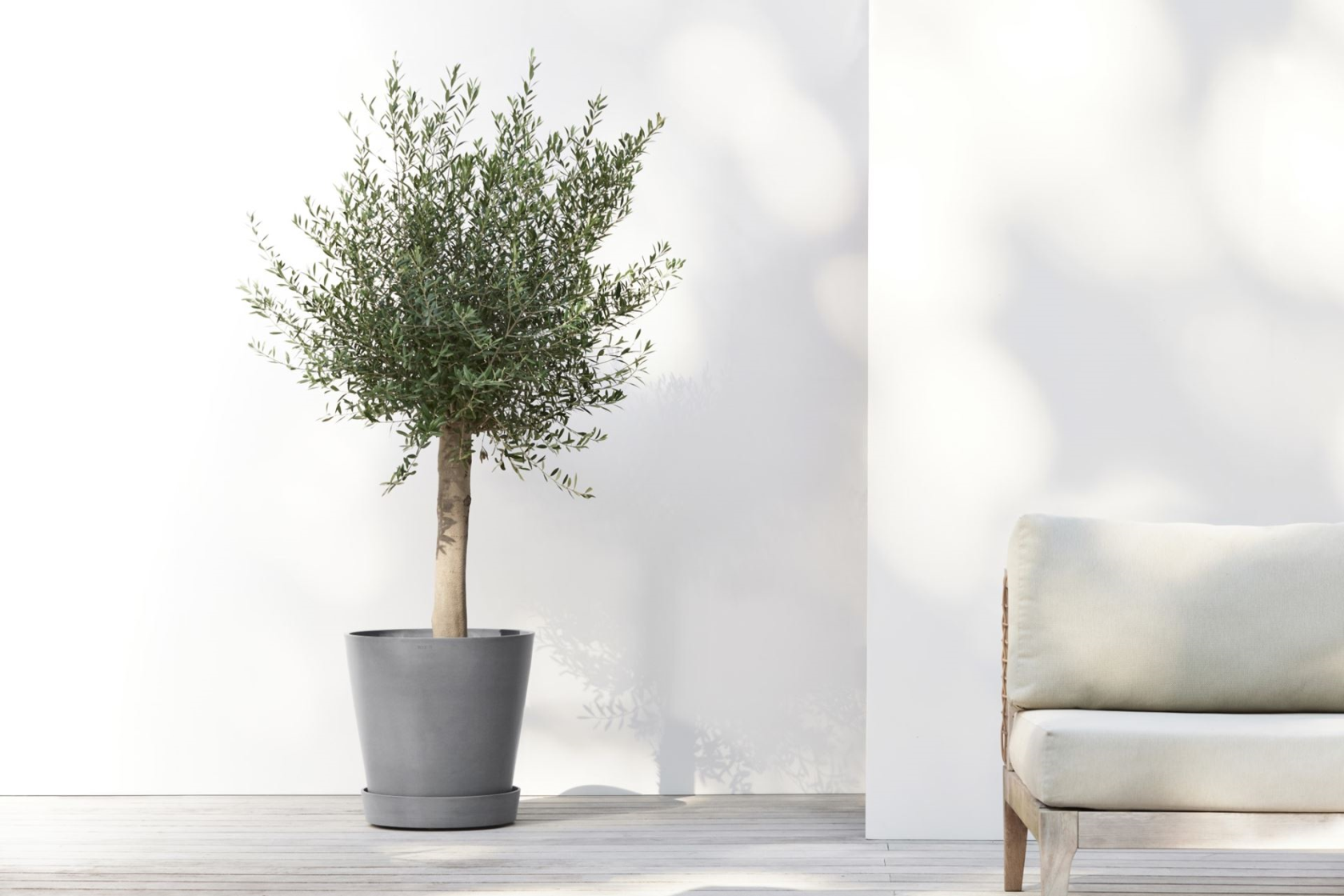 Ecopots saucer on wheels - Round - Grey - Diameter 41,6 x H9 cm