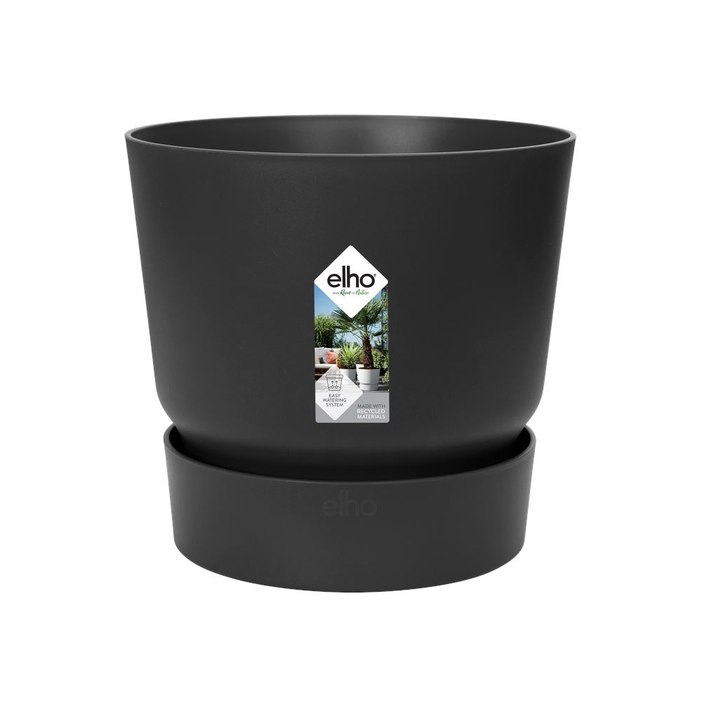 elho Greenville Round 47 - Living black (Black) - Ø 47 x H 44 cm - Ideal for outdoor use - 100% recycled