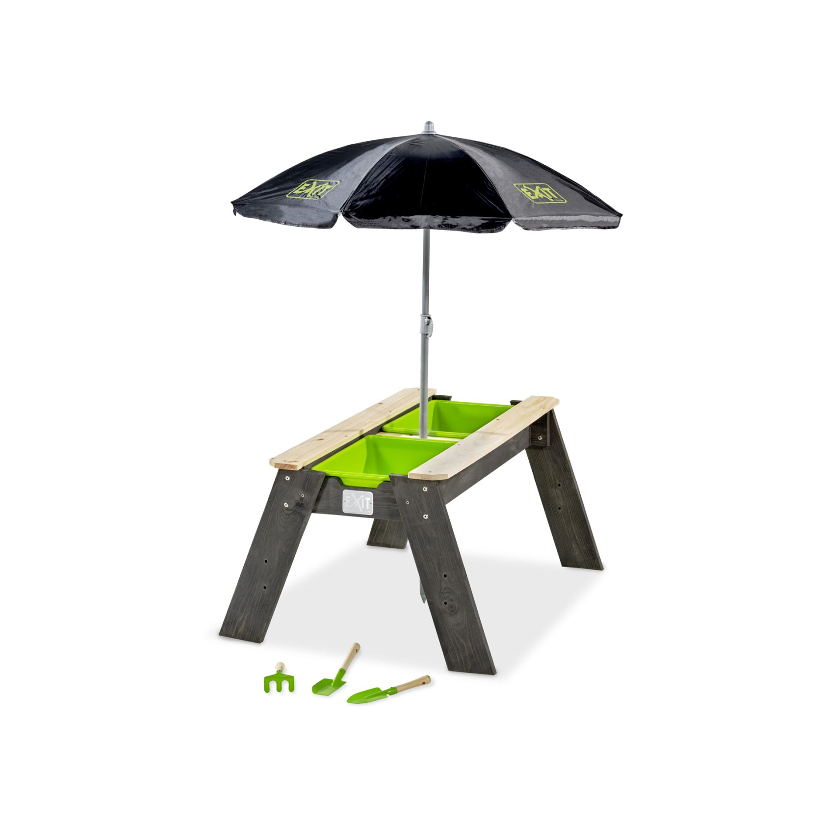 EXIT Aksent sand and water table with parasol and garden tools