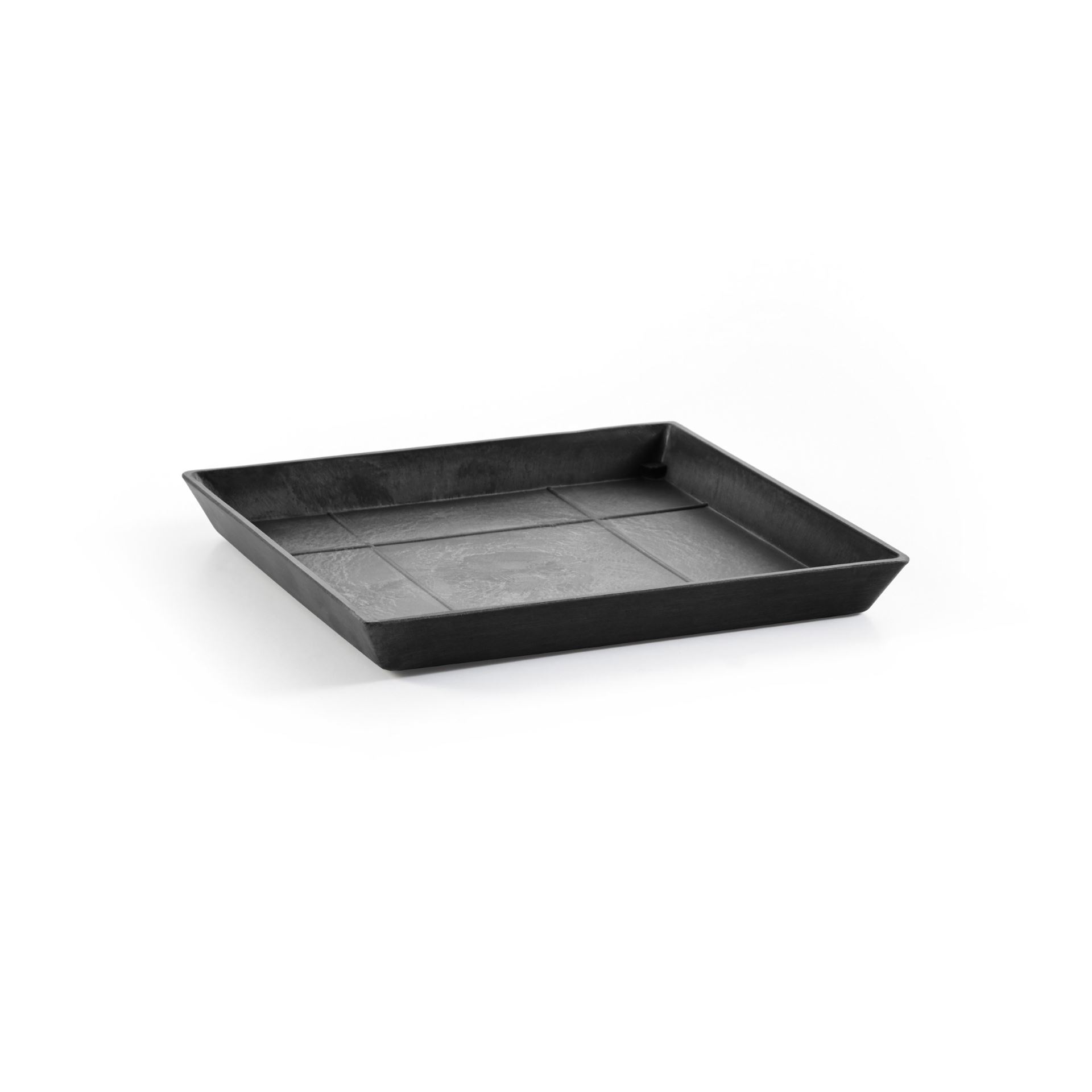 Ecopots Saucer Square - Dark Grey - 28 x H3 cm - Soucoupe carrée gris foncé avec réservoir d'eau