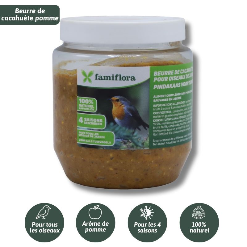 Famiflora peanut butter for garden birds with apple (aroma) - 350 gr - Bird peanut butter