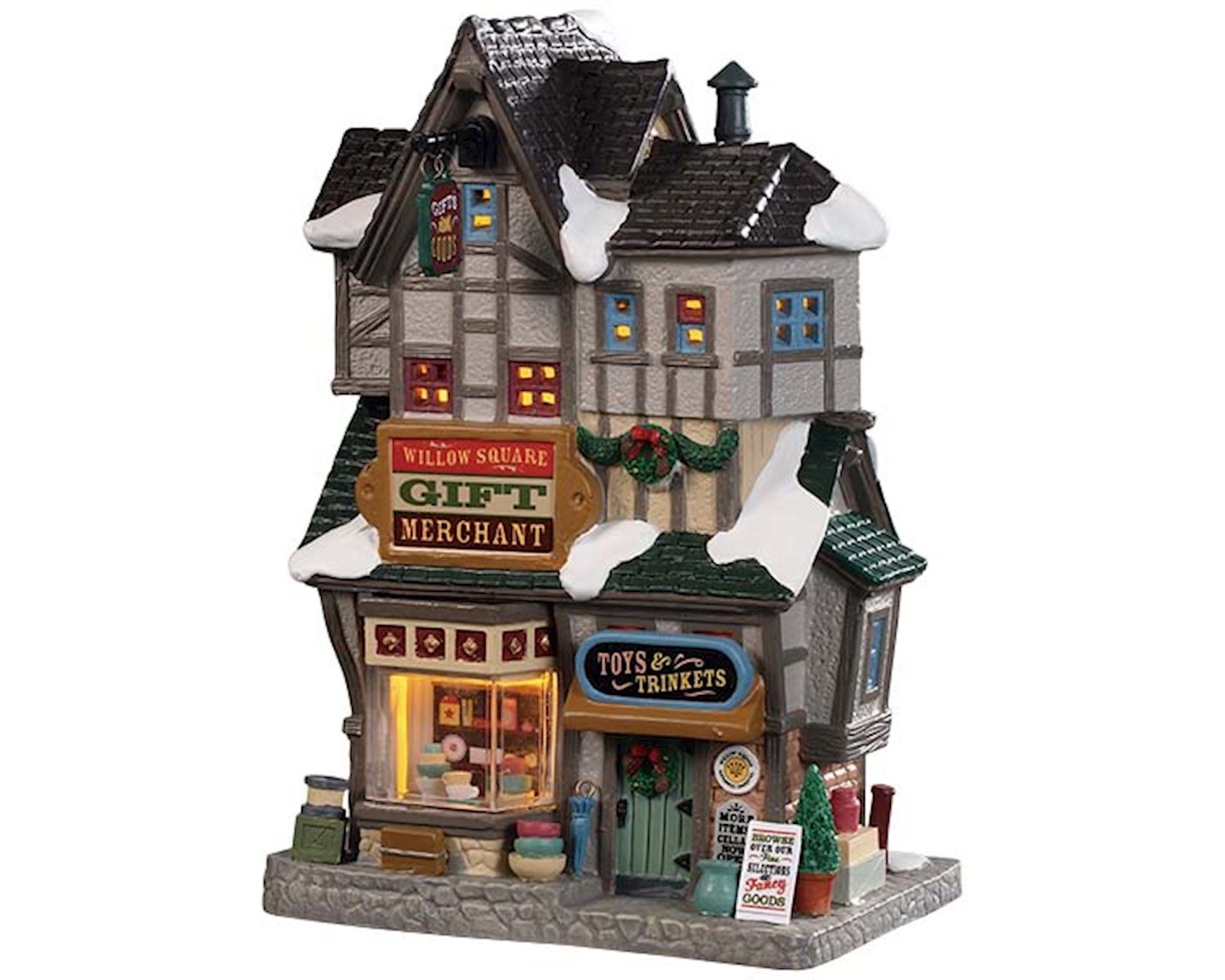 Lemax Willow Square Gift Merchant - verlicht gebouw