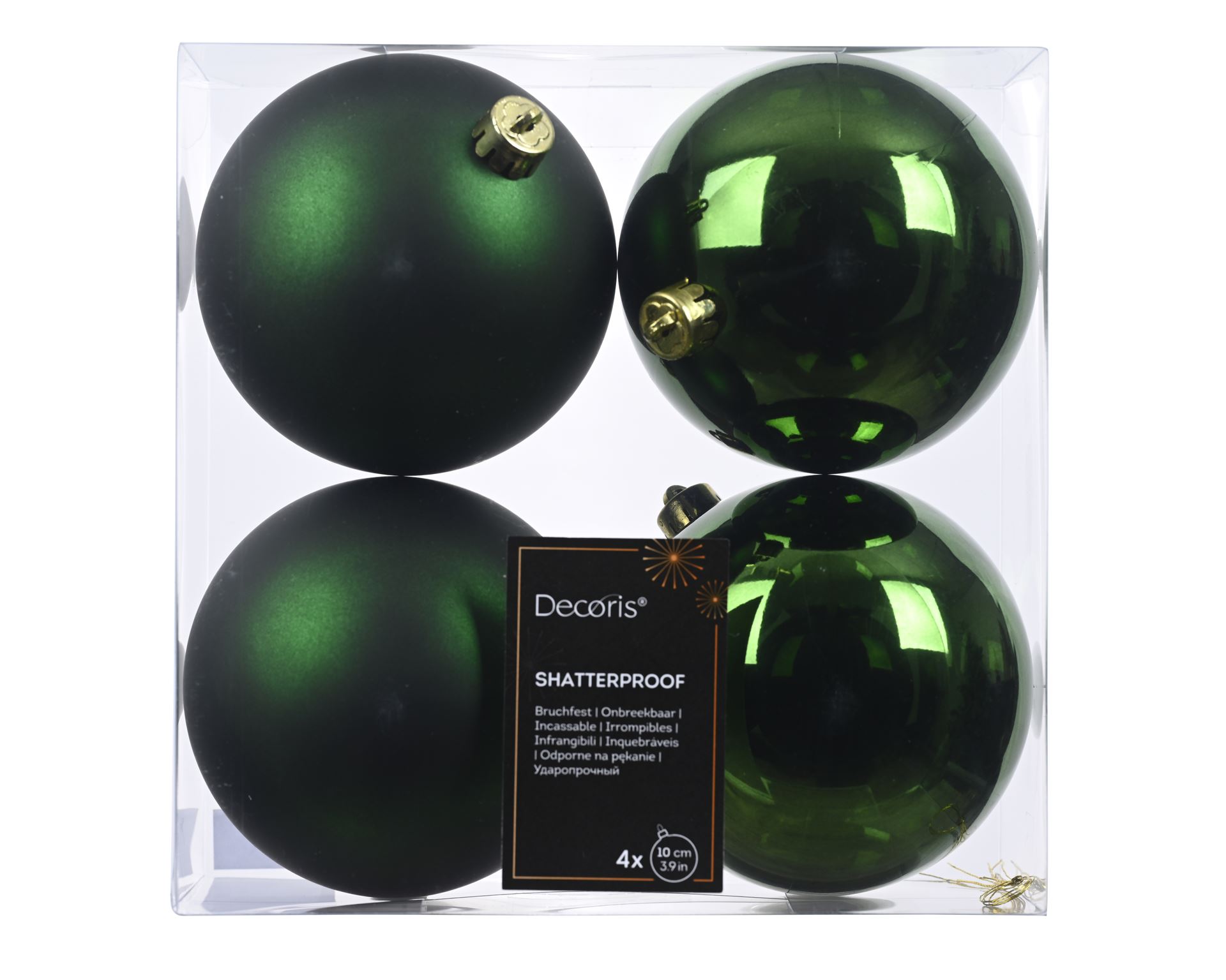 Kerstballen-D10cm-4stuks-kunststof-dennengroen