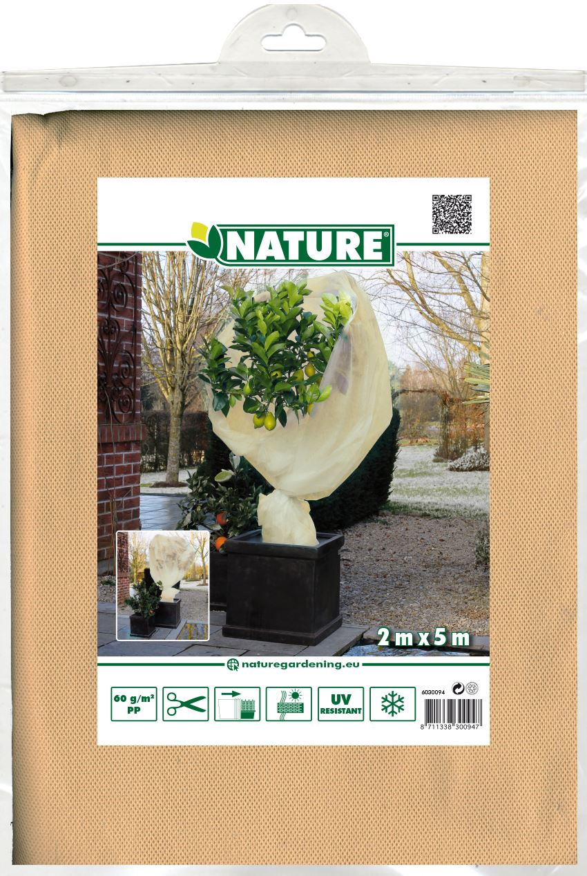 Nature winterafdekvl. 2x5m 60g/m² bg beige