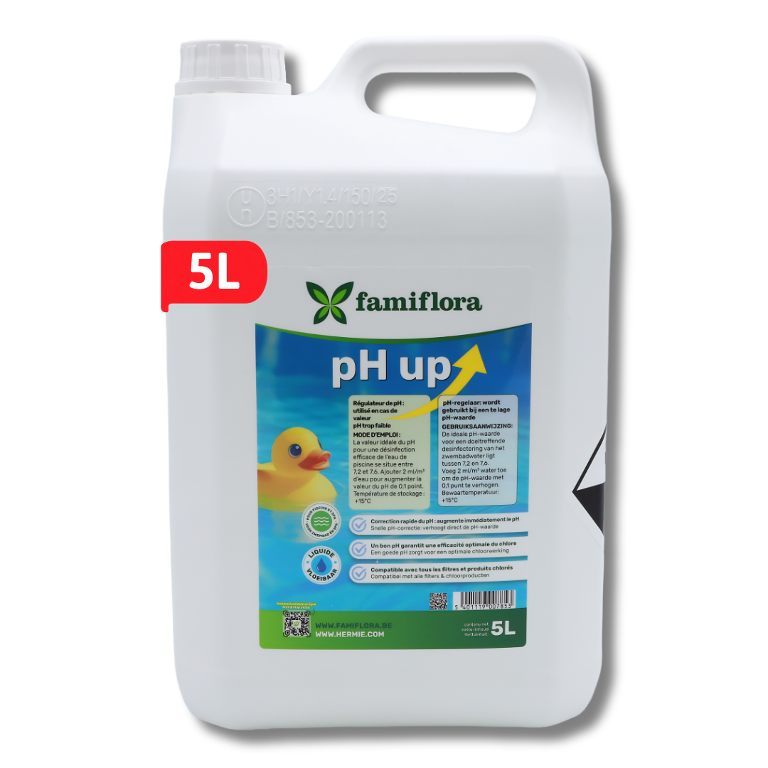 Famiflora pH up liquid 5L - augmente le niveau de pH de votre piscine ou spa !
