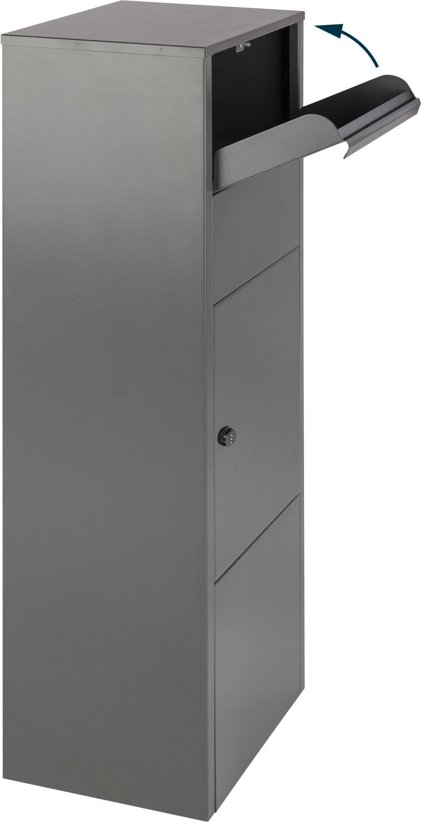 Practo Garden pakketbrievenbus Hannover met cijferslot - Mat grijs - 39 x 27 x 105 cm