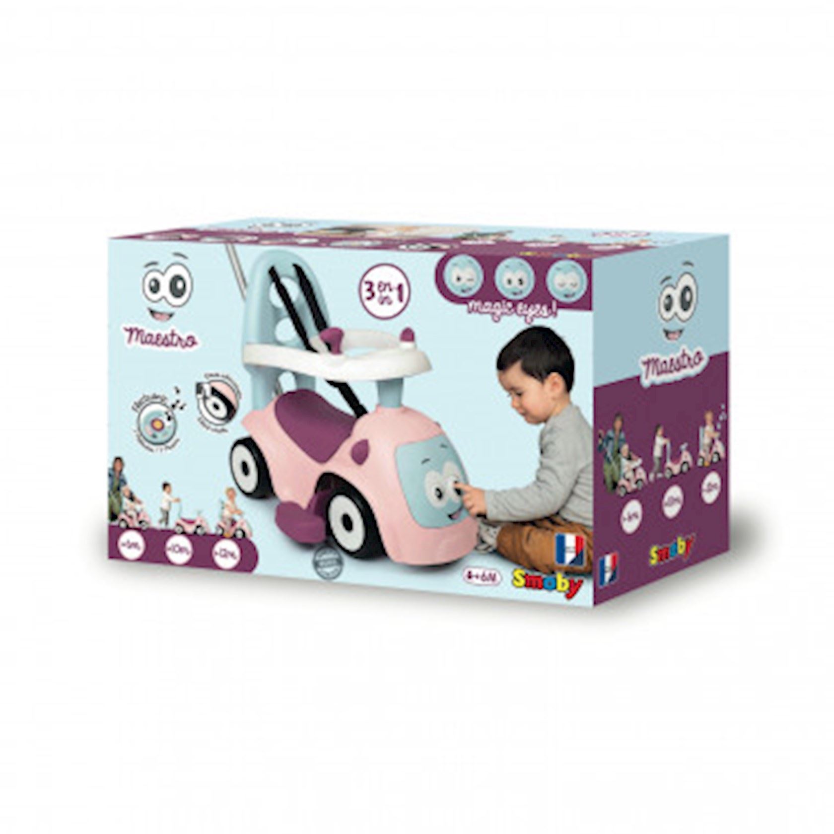 Smoby-Kids-Maestro-loopauto-roze