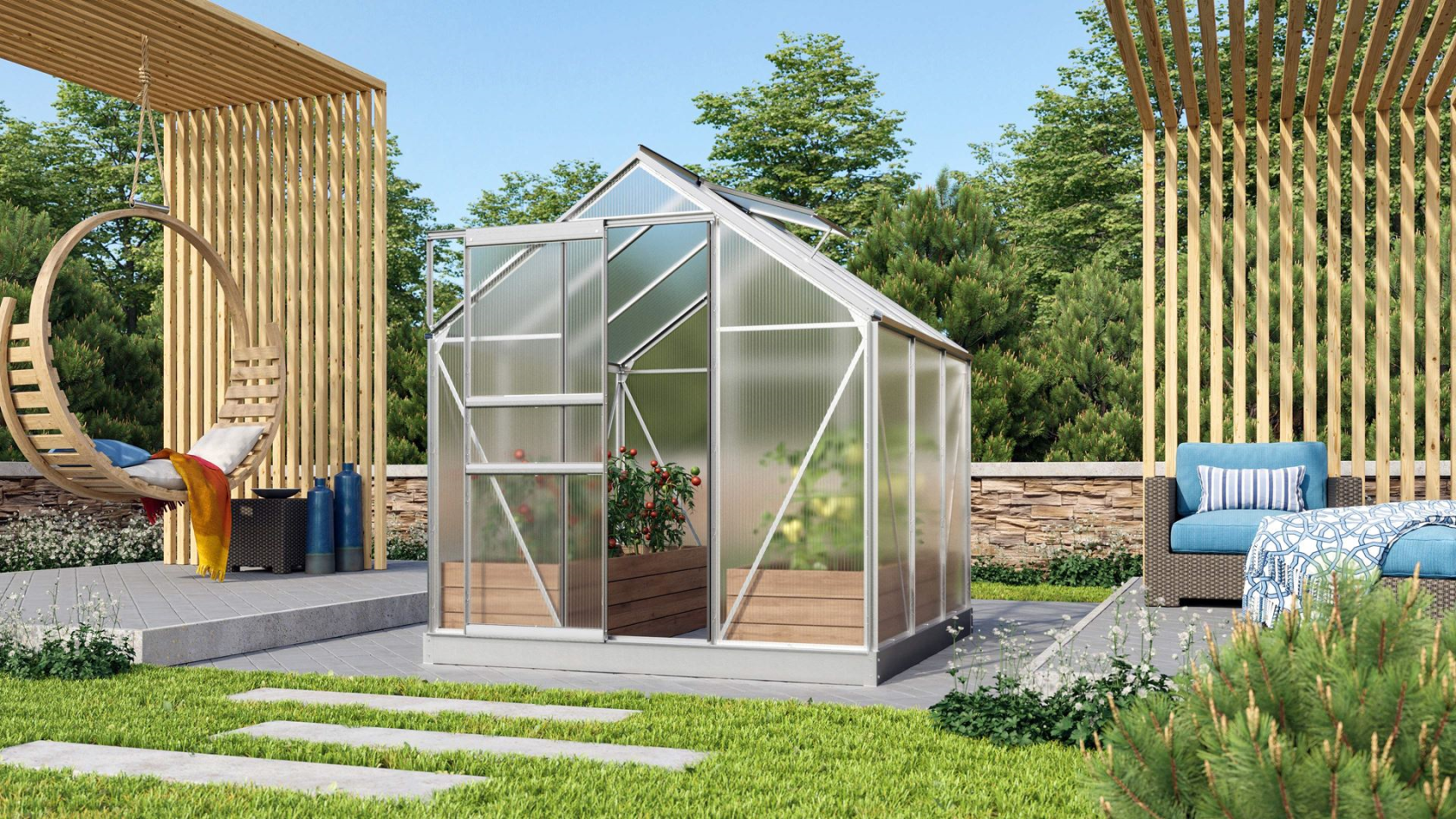 Vitavia Venus serre - 3,8m² - met 4 mm polycarbonaat - Aluminium