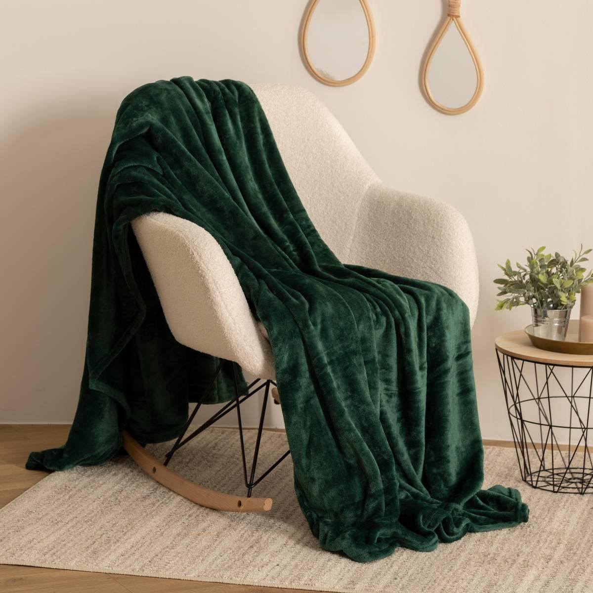 Plaid-Flanel-Uni-180-x-230-cm-Groen