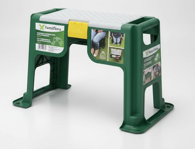Famiflora multi-purpose stool - Seat bench and knee bench - With built-in storage - Maximum 100KG capacity