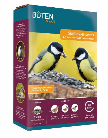 Bûten Food Graines de tournesol 1,5 kg - Nourriture pour oiseaux de qualité supérieure - Haute teneur en huile - Accroissement de l'énergie - Toute l'année