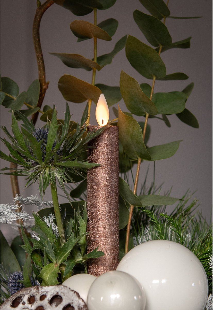 Dinerkaars-H23cm-2stuks-vlameffect-brons