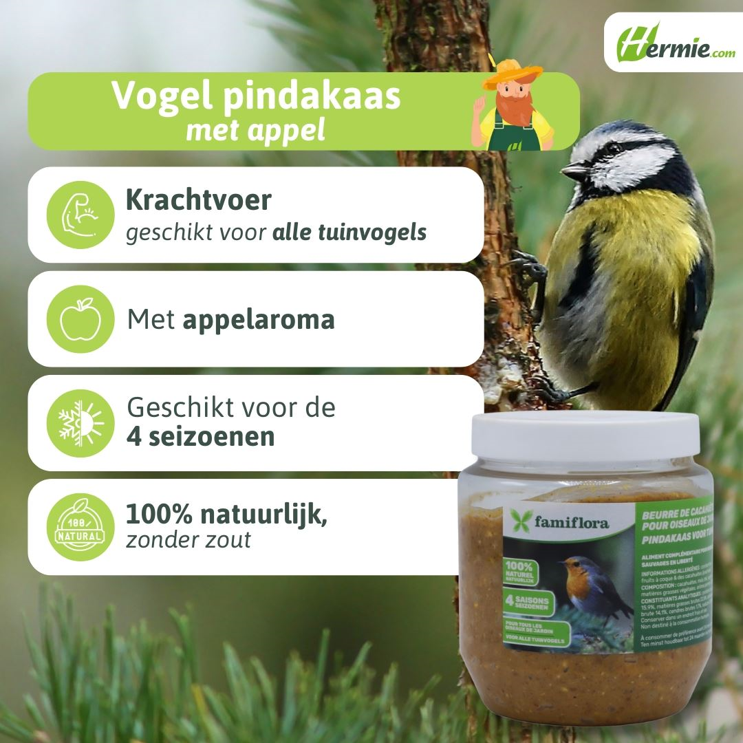Famiflora peanut butter for garden birds with apple (aroma) - 350 gr - Bird peanut butter