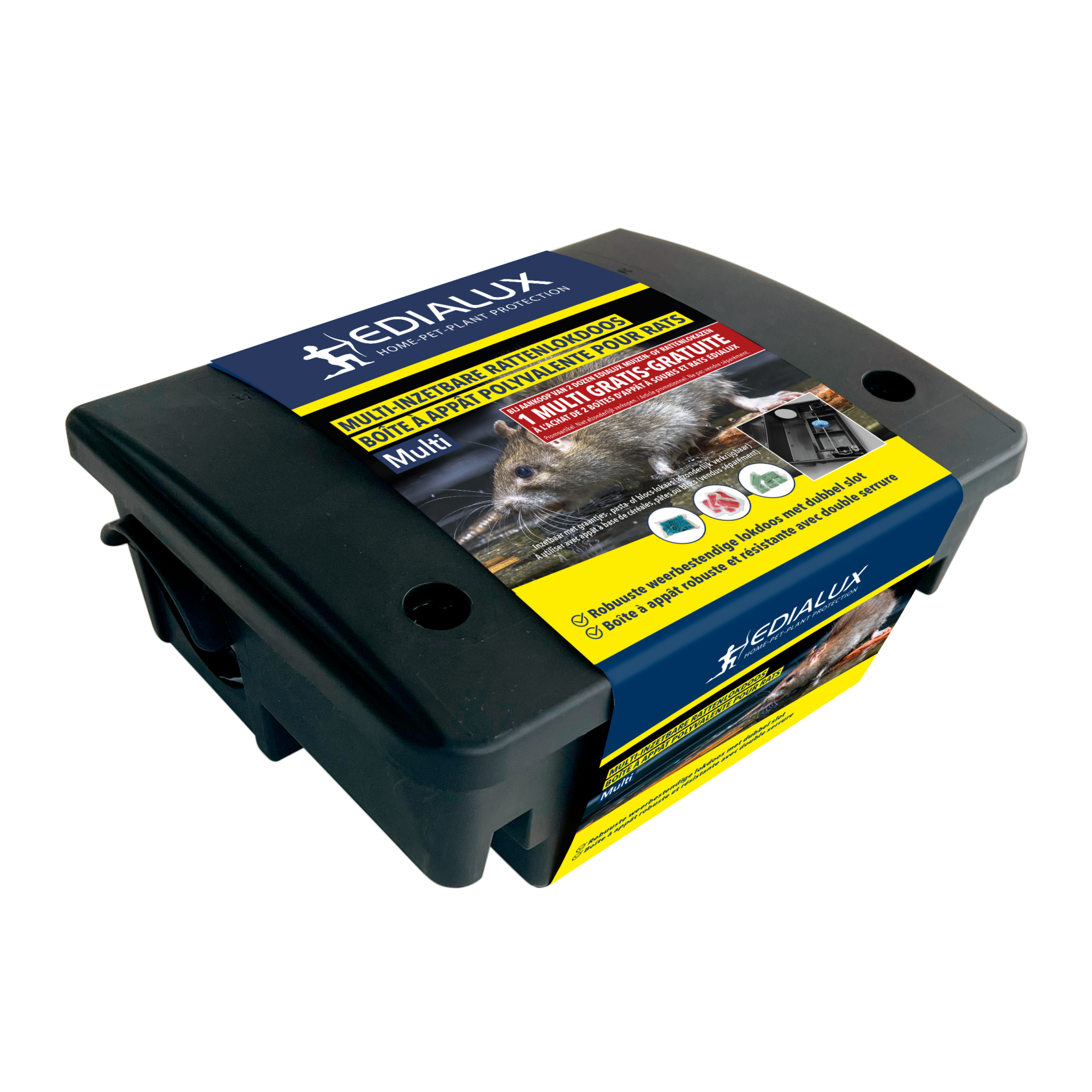 Boîte-piège Edialux - Offerte pour l'achat de 2 boîtes de raticide ou de rodenticide