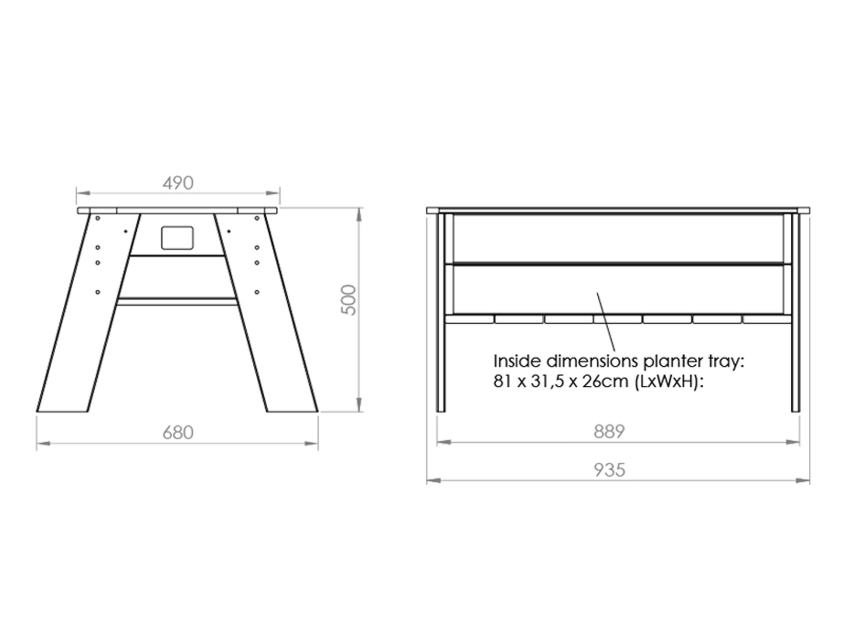 EXIT Aksent grow table L with greenhouse and garden tools